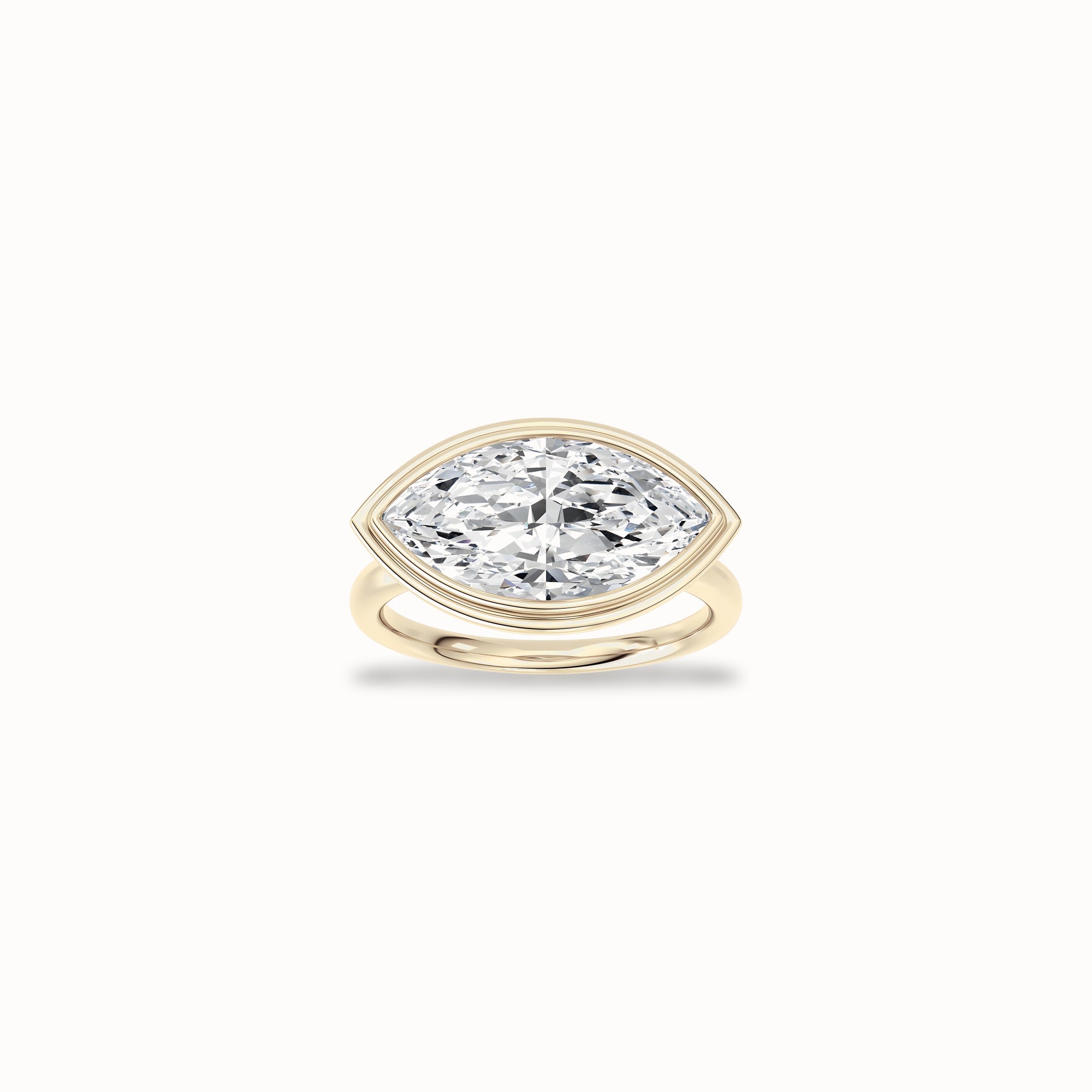 Zinnia Bezel Ring, solid 14ct gold set with certified laboratory-grown diamonds