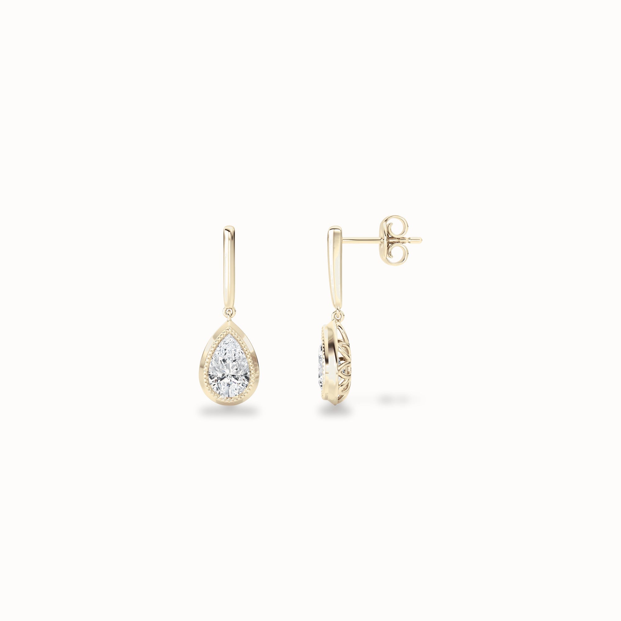 Lily Drop Earrings, solid 14ct gold set with certified laboratory-grown diamonds