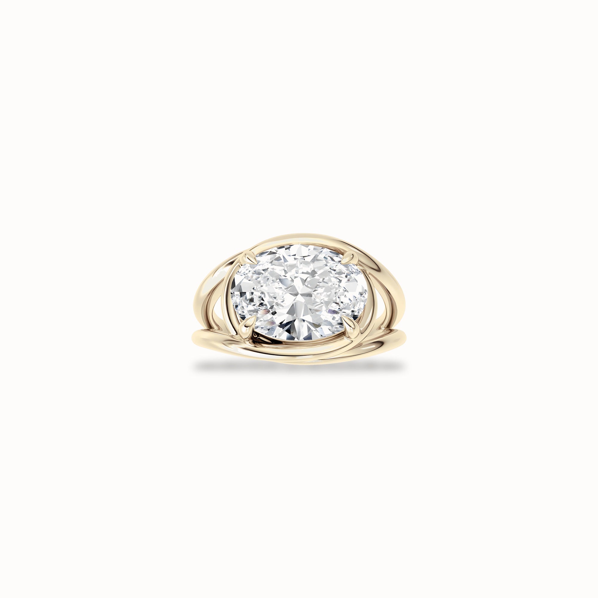 Marguerite Solitaire Ring, solid 14ct gold set with certified laboratory-grown diamonds