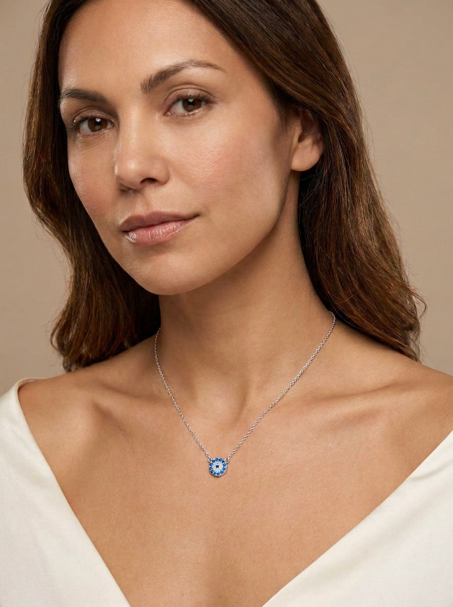 Nigella Evil Eye Necklace, worn