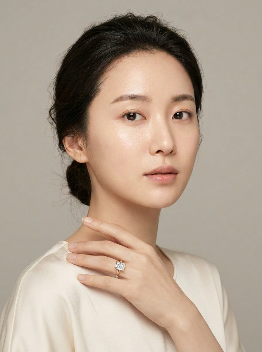 Jasmine Solitaire Ring worn by model