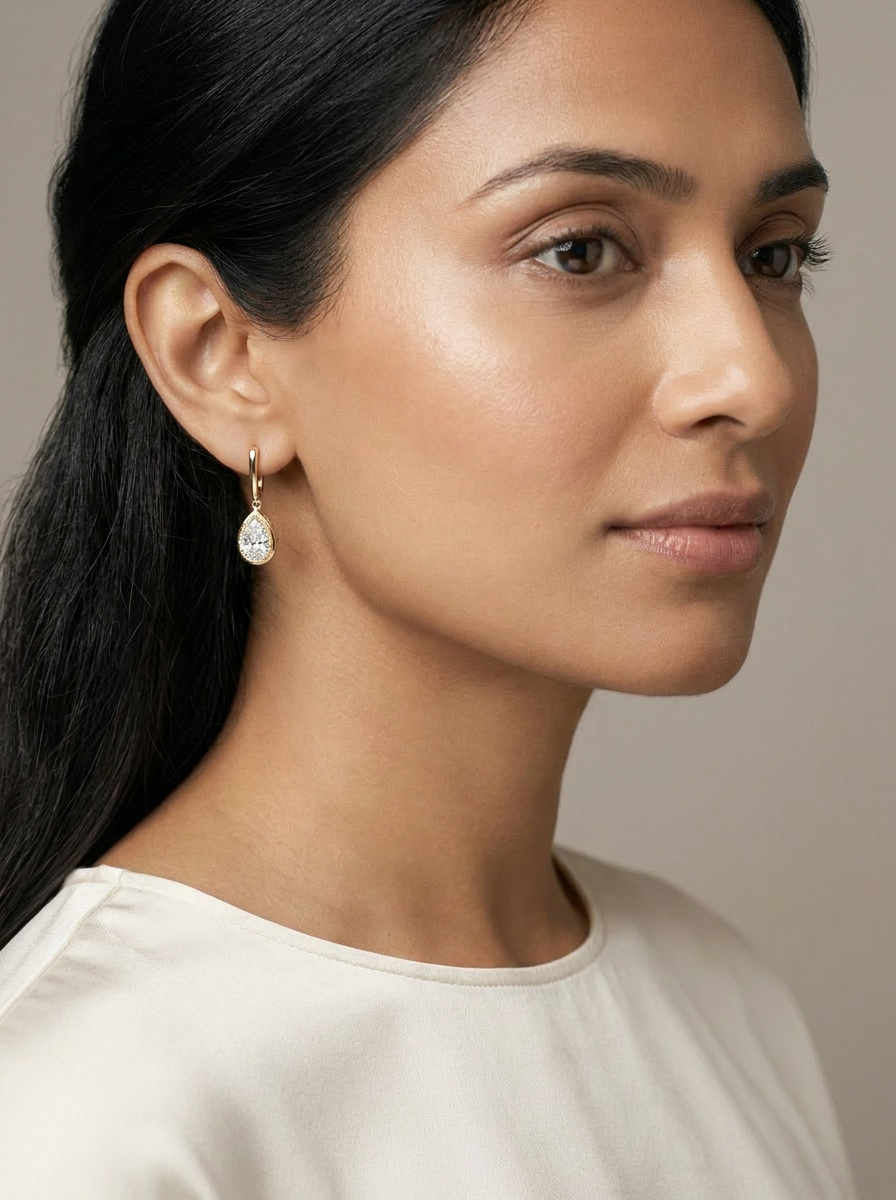Lily Drop Earrings worn by model
