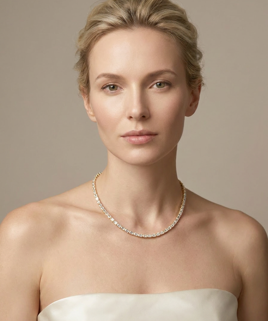 Sorrel Tennis Necklace worn by model