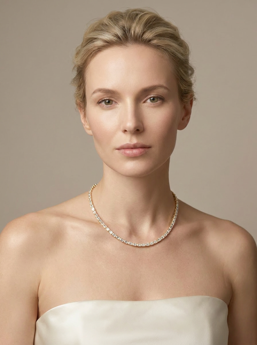 Sorrel Tennis Necklace worn by model