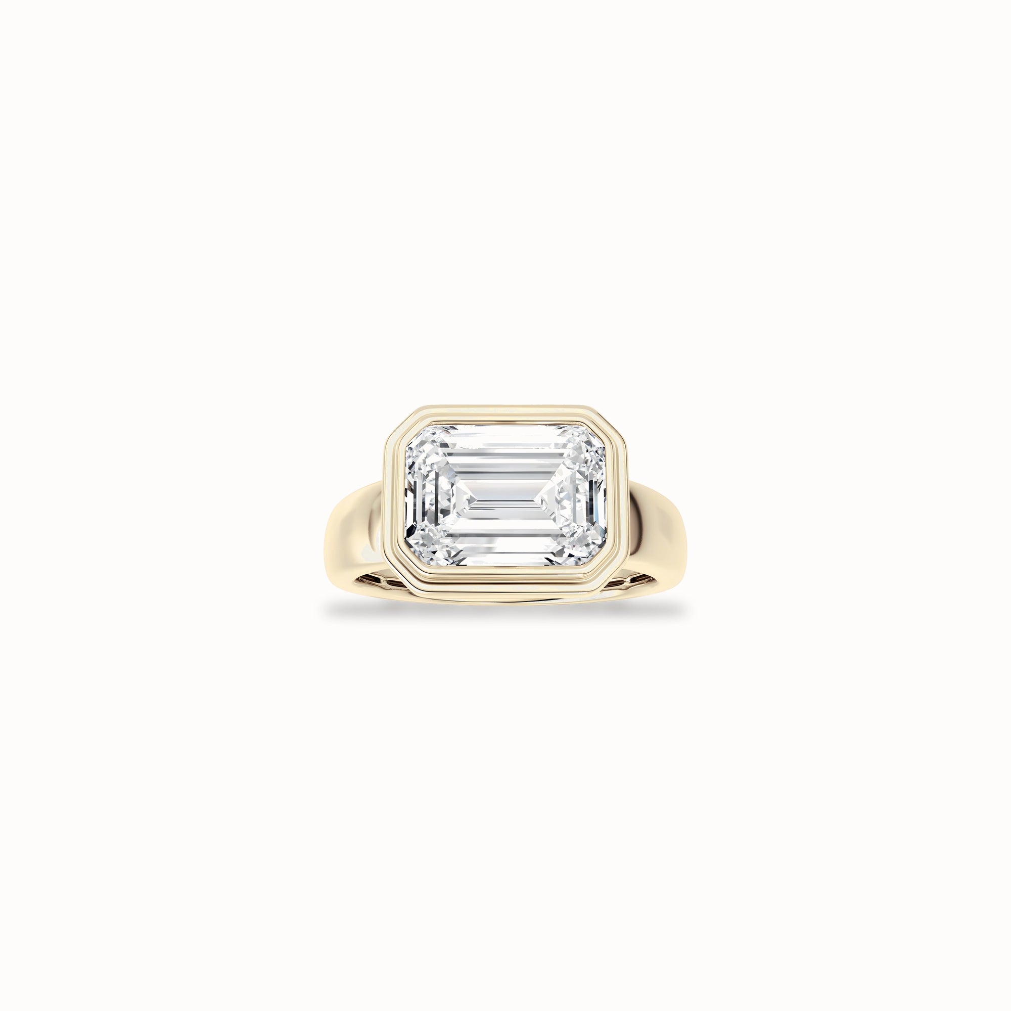 Verbena Bezel Ring, solid 14ct gold set with certified laboratory-grown diamonds