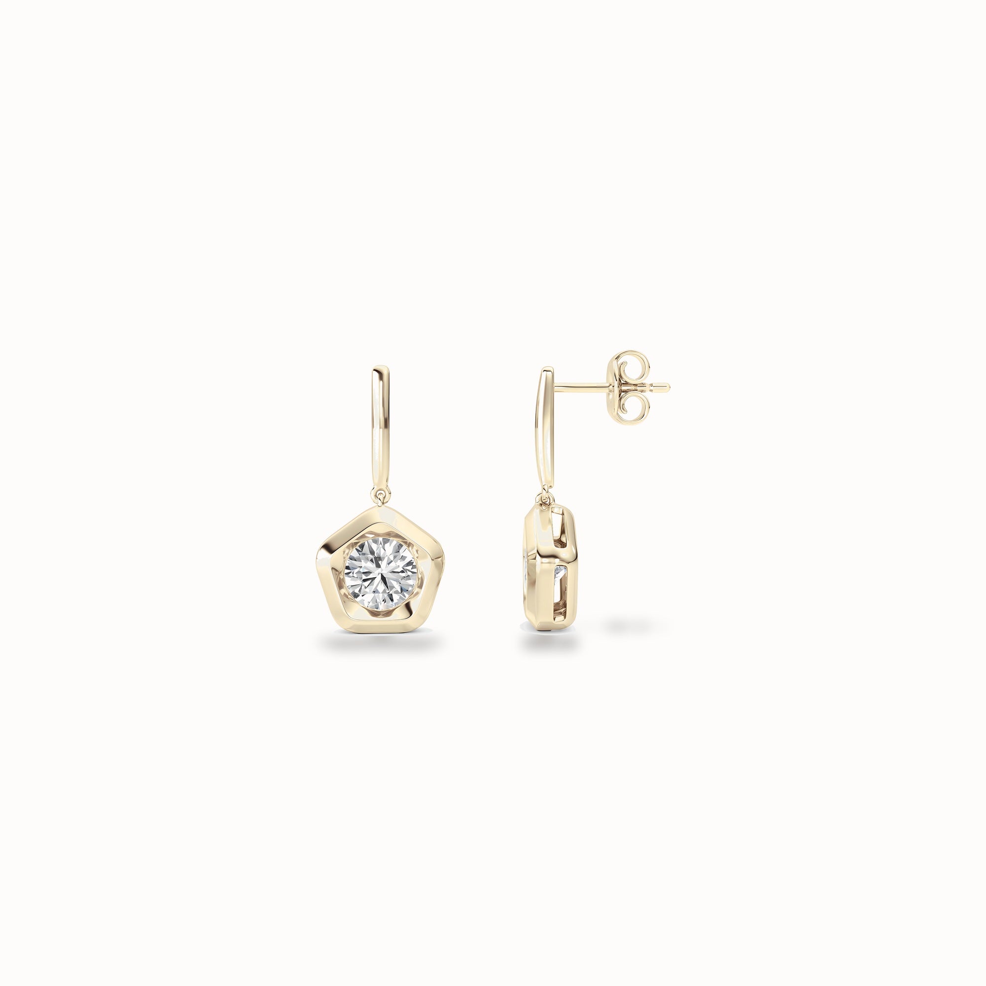 Verona Drop Earrings, solid 14ct gold set with certified laboratory-grown diamonds