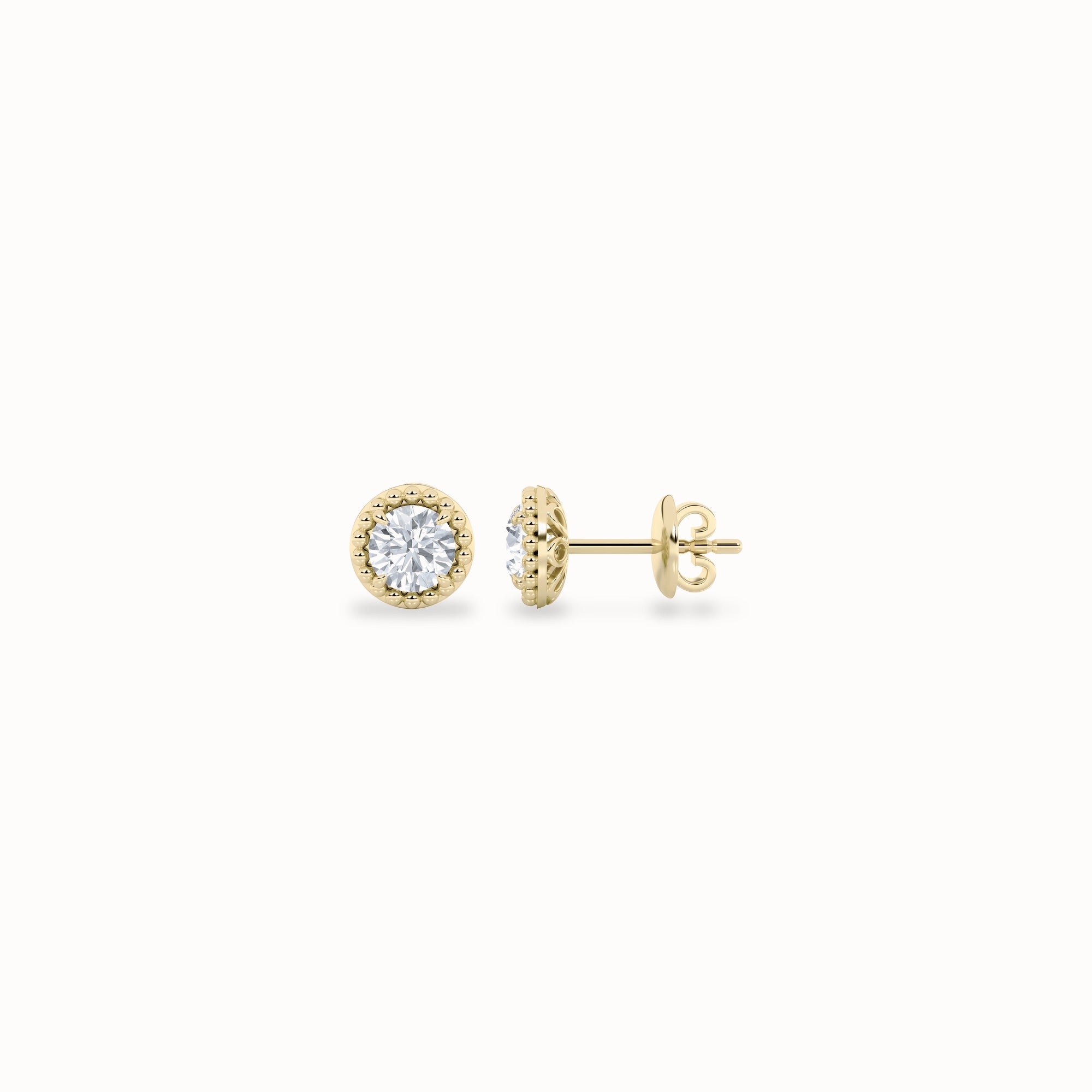 Yarrow Diamond Studs, solid 14ct gold set with certified laboratory-grown diamonds