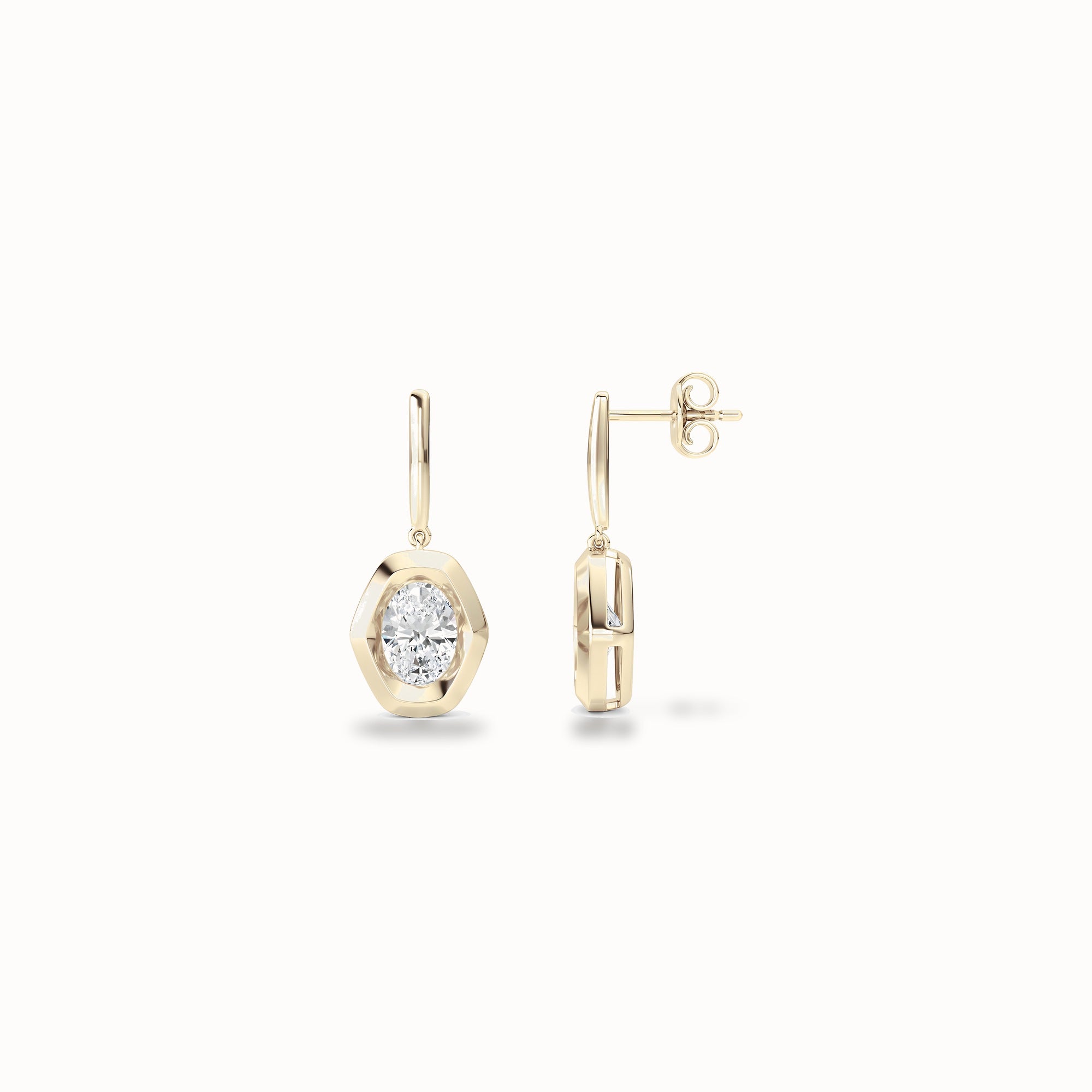 Zephyr Drop Earrings, solid 14ct gold set with certified laboratory-grown diamonds